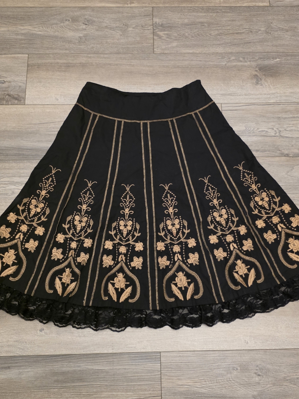 Vtg Cover Charge Embroidered A-Line Midi Skirt Whimsigoth Boho Size Medium